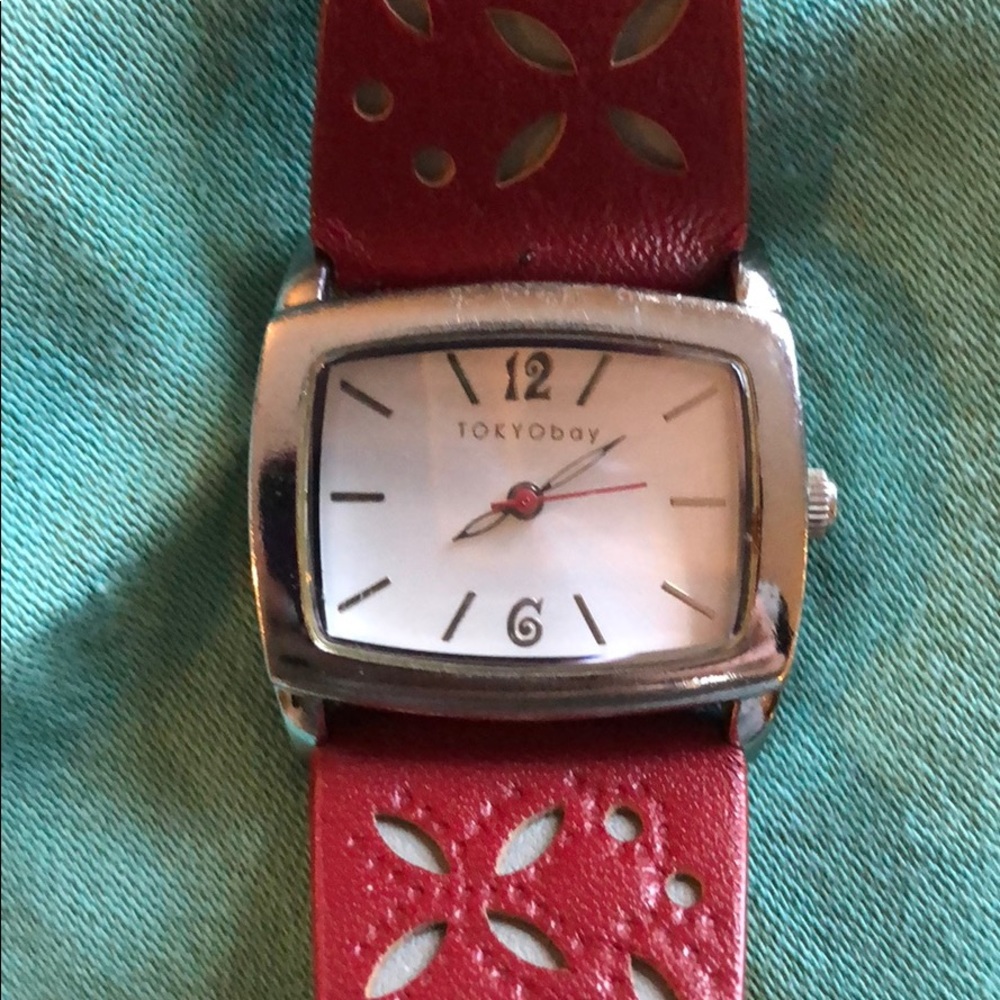 Red Leather Women's Watch